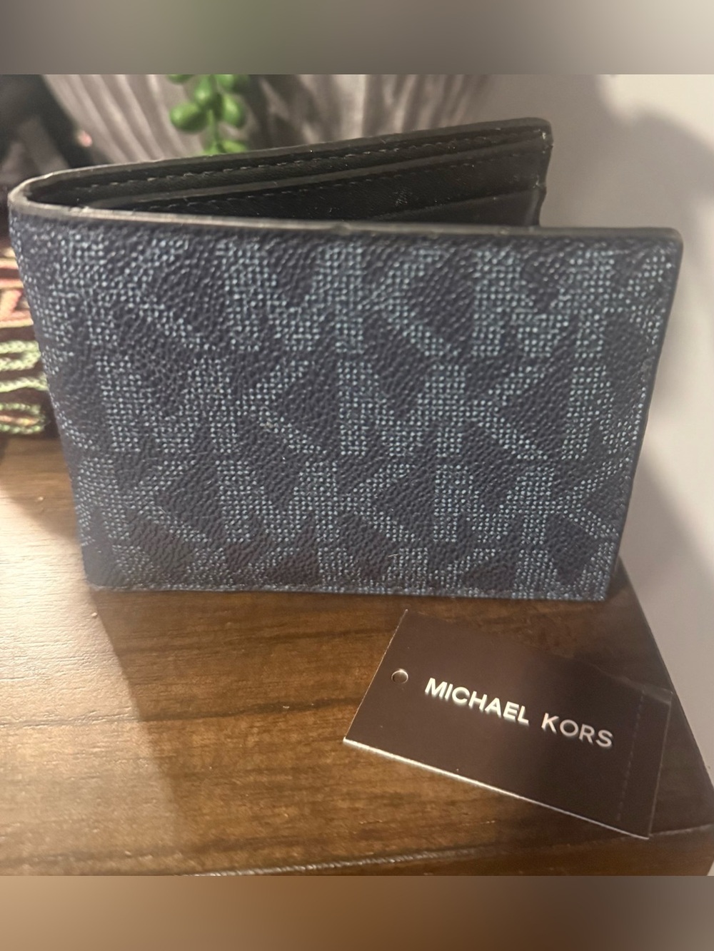 Michael Kors Dark Blue Patterned Men's Bifold Wallet
